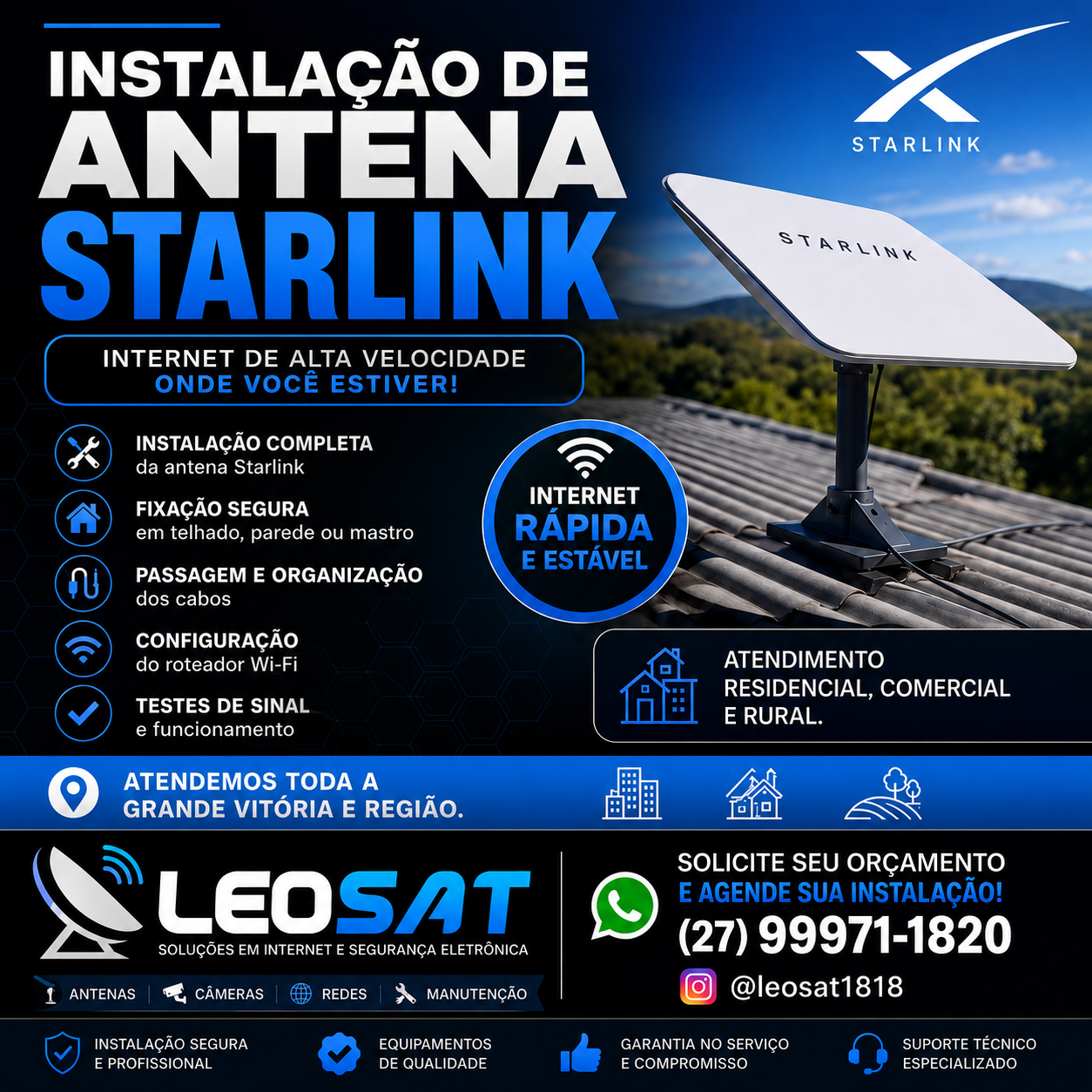 🚀 Instalação de Internet Starlink 🌐✨