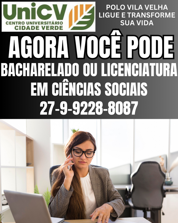 GRADUAÇÃO EAD BACHARELADO OU LICENCIATURA CIÊNCIAS SOCIAIS SEMI-PRESENCIAL