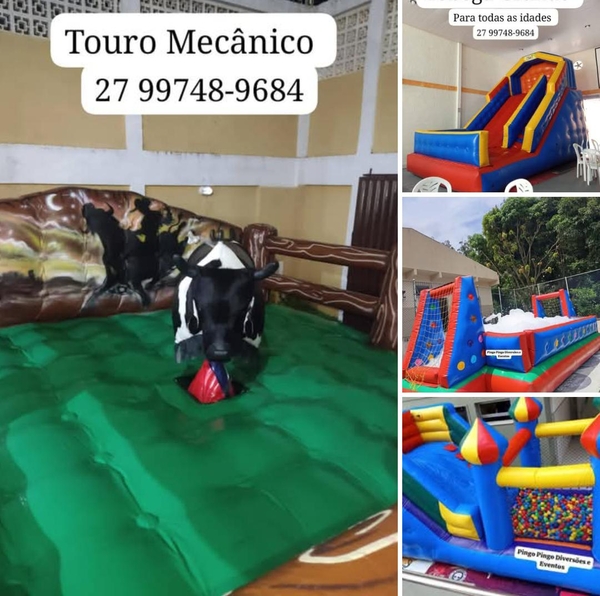 Touro Mecânico, Tobogã Grande, Futebol de Sabão, Guerra de Cotonetes Ringue 27 99748-9684