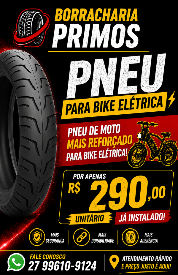 Adaptação Pneu de Moto Bicicleta Elétrica